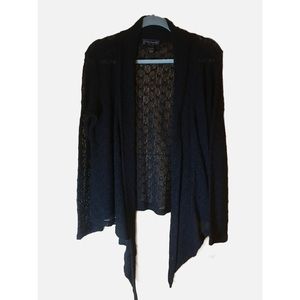Long Black Knitted Cardigan, Long Sleeves By Cable & GAuge  Size L